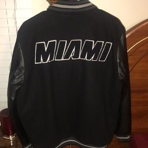 Authentic Miami Heat leather jacket WHITE HOT/GREY